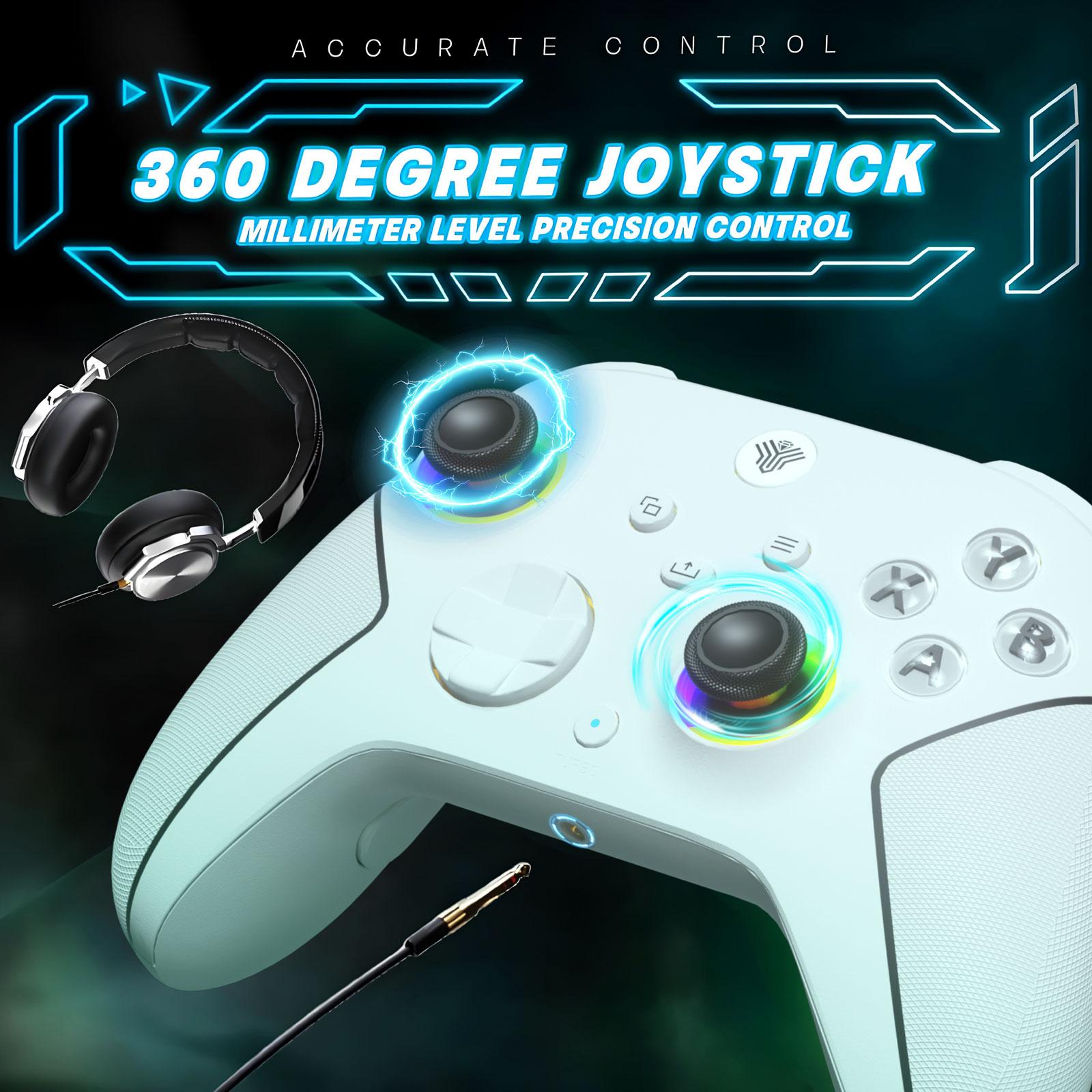 YUYIU Hall Xbox Wireless Controller for Xbox Series X|S & Steam PC with 7 RGB Lights Dual Vibration Turbo Programmable 3.5mm Audio Jack 1000mAh Battery