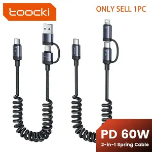 Toocki 60w 2-In-1 Charging Cable, Type C/USB to Type C, Super Fast Charge, Extendable 1.5m, Compatible with Multiple Devices