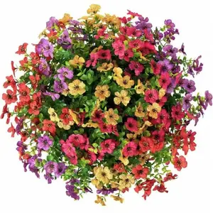 8pcs Realistic UV-Resistant Fake Flowers, Artificial Outdoor Flowers, Artificial Flowers Bouquet, Indoor Outdoor Decorative Plant, Perfect for Home Garden Weddings Parties Desk Decoration, Realistic Faux Flowers