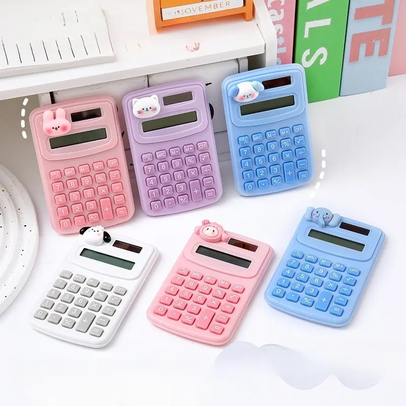 Mini Cute Office Battery Powered Calculator with Display High Value Cartoon Small Animal Portable Computer Small Portable Primary School Students Office Supplies