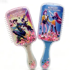 KPOP Demon Hunters Quicksand Air Cushion Hair Brush, Cute Star Glitter Massage Comb for Girls, Women Daily Hair Styling Tool, Kawaii Makeup Accessory Gift