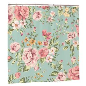 Vintage Floral Rose Pattern Shower Curtain