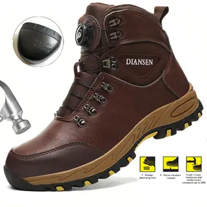 Men New Fashion Rotary Buckle Work Boots Indestructible Safety Shoes Steel Toe Shoes Puncture-Proof Sneakers advanced non-slip traction work life waterproof shoescomfortable Protective Boots Roofing Shoes Footwear Closed Mesh Worker