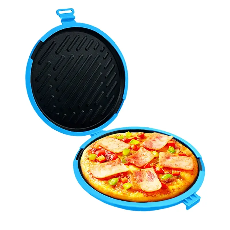 Large Round Microwave Baking Tray, Fits 9 Inch Pizza, Heat Absorbing Material, Silicone Sandwich Maker, Dishwasher Safe, Oven & Air Fryer Compatible, Heat Resistant Non Toxic Bakeware, Kitchen Baking Supplies