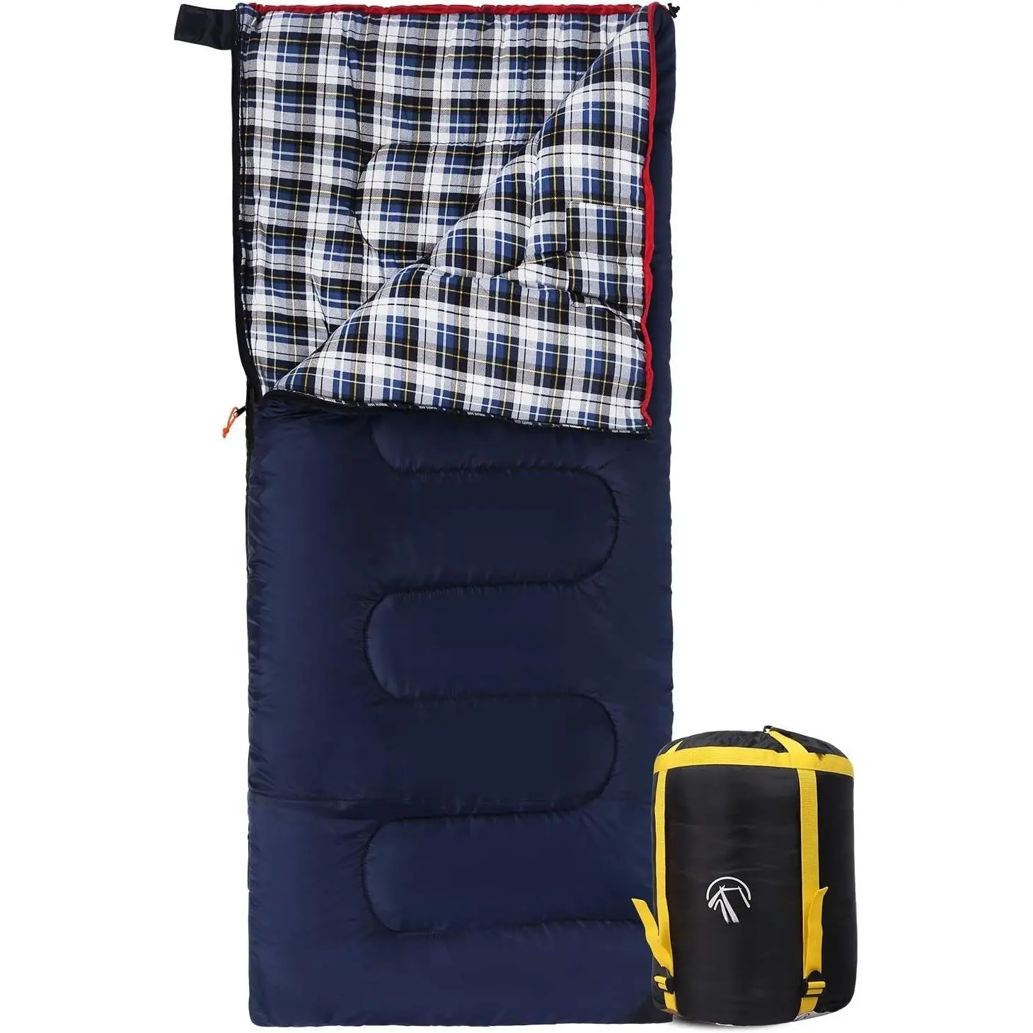 Cotton Flannel Sleeping Bag for Camping Backpacking, Adults Cold Weather Envelope Sleeping Bags with 2/3/4/6lbs Filling