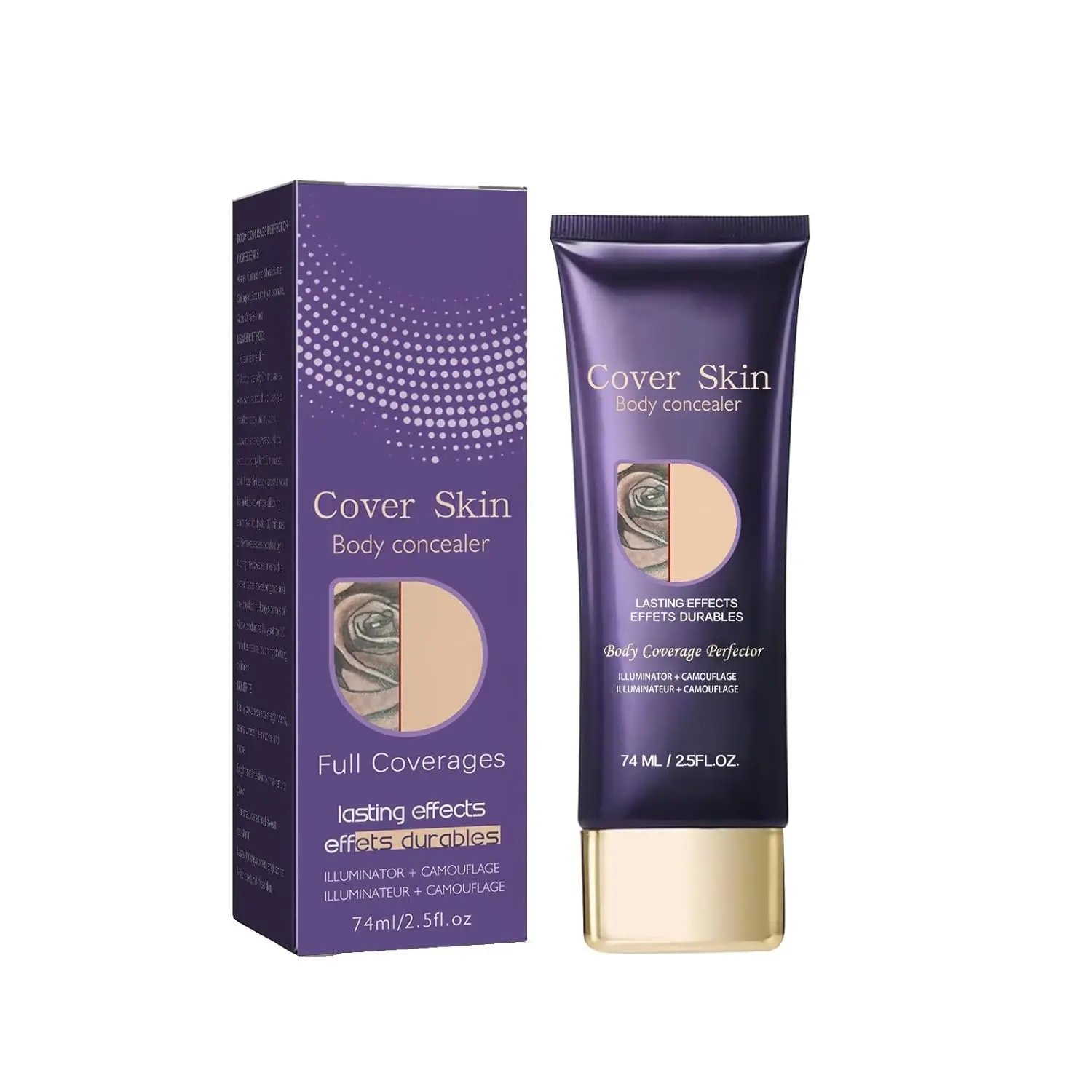 Waterproof Liquid Body & Leg Cosmetic Cream Concealer, Full Coverage for Tattoo Cover Up & Dark Spots, Long-Lasting, Smudgeproof, Transfer-Resistant (2.5 fl oz, Pack of 1), Legs, Makeup, 1Pc