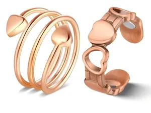 Rose Gold Magnetic Ring for Women – Adjustable Heart-Shaped Energy Ring, Fashionable Copper Healing Jewelry, Suitable for Daily Wear and as a Valentine's Gift Statement Multi Ring Stacking Ring Set
