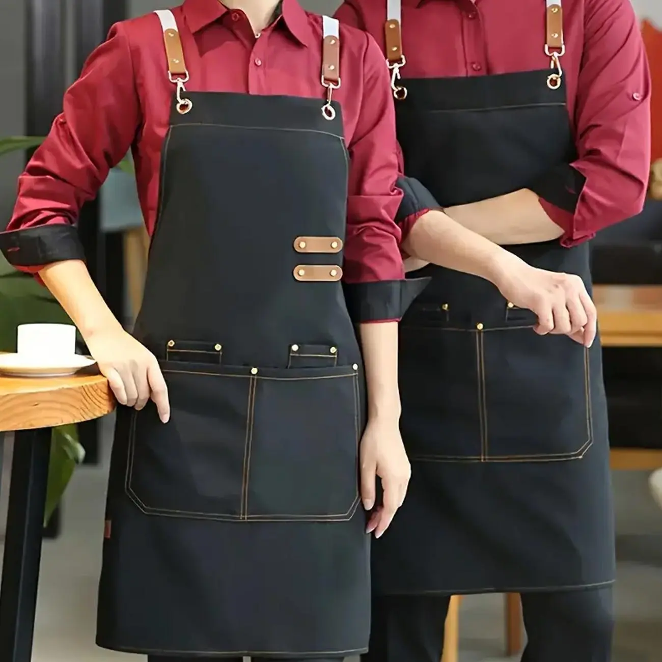 Water & Oil Resistant, Dirt Resistant, Easy Cleaning, Waterproof Apron with Pocket, Apron with Pockets, 1 Count Universal Apron for Women & Men, Perfect for Supermarkets, Restaurants, Fruit Shops, Milk Tea Shop