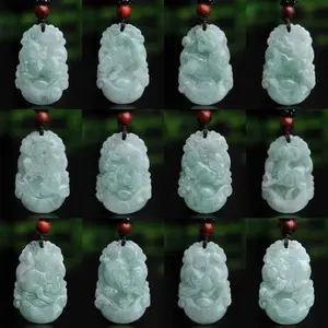 Natural Jadeite Pendant, Chinese Zodiac Jade Jewelry for Women & Men, Lucky Charm Amulet, Vintage Elegant Design, Natural Gemstone Necklace, Perfect for Daily Wear, Holiday & Birthday Gift Giving bracelet luck unisex friendship day