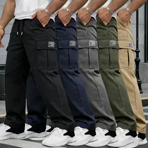 Men’s Tactical Cargo Pants, 5-Pack – Multiple practical pockets suitable for outdoor work, hiking, and all seasons; solid color design; functional pockets with an adjustable drawstring waist.
