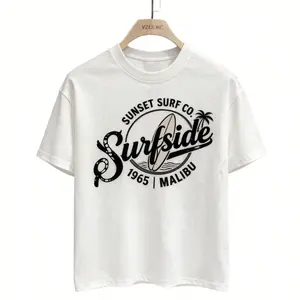 Spring Summer Couple American Retro Country Landscape Print Loose Crew Neck Short Sleeve T-Shirt Menswear Streetwear Tshirt Crewneck Casual Tropical Bestie