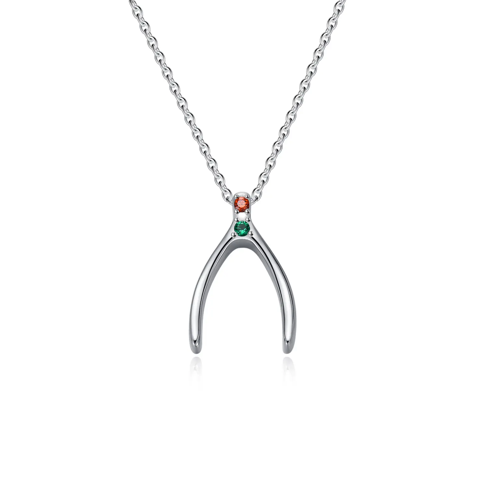Wishbone Necklace 925 Sterling Silver Wishbone Pendant Good Luck Jewelry Gift for Women