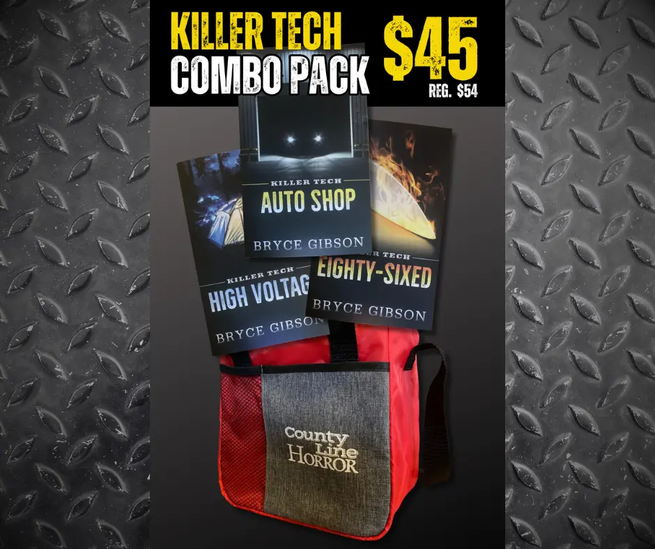 Killer Tech combo pack ~ Includes the first three Killer Tech books and County Line Horror logo cooler bag