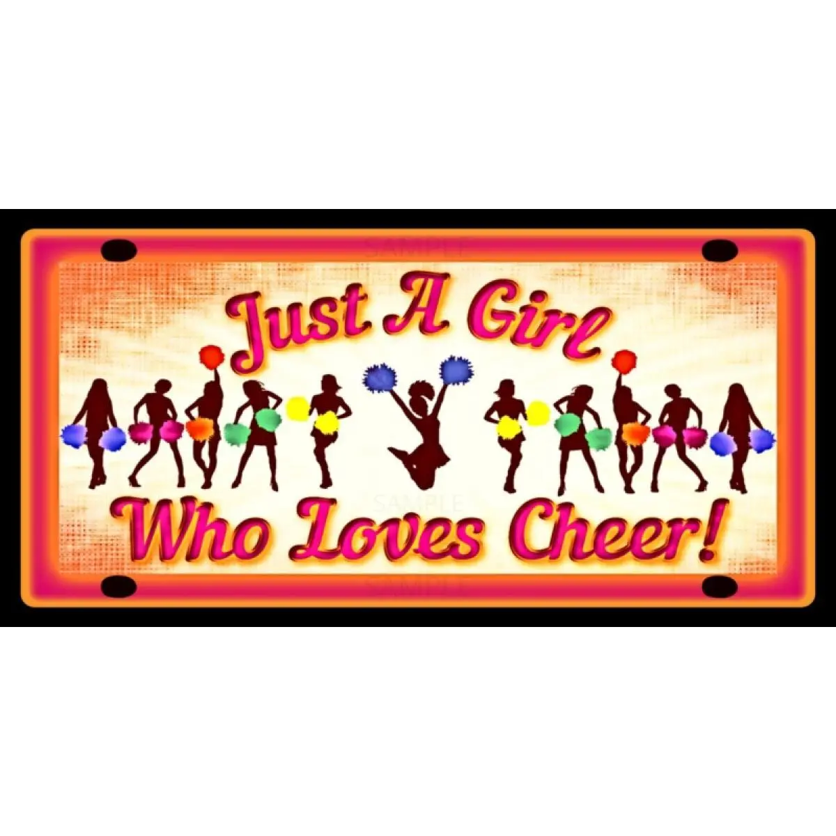 Retro Tin Cheerleader License Plate Sign - 6"x12" All-Weather Lightweight Metal, USA-Made Print, Decoration, Cheer Gift, Home Wall Plaque