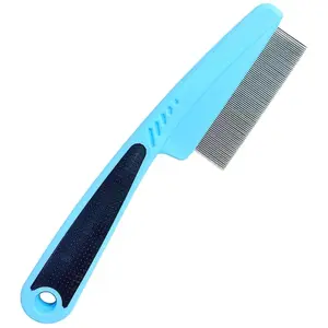Flea Comb with Rubber Handle for Dogs & Cats High-Quality Pin Comb with Non-Slip Grip for Effective Pet Grooming