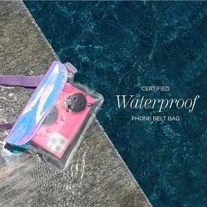 Adjustable Waterproof Waist Pack - Iridescent Transparent Dry Bag for Swimming & Rafting, Crossbody Phone Pouch, Waterproof Belt Bag