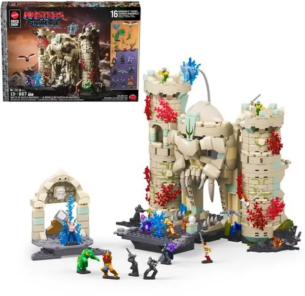 Mattel Brick Shop Masters of the Universe confrontation of Castle Grayskull Building Set, 867 Piece Collectible Building Toy Set (He-Man, MOTU)  [COLLECTIBLES] Brick, Collectible