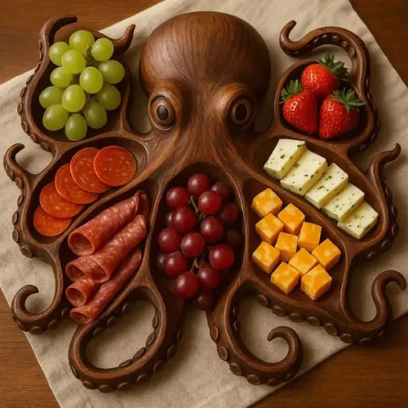 Octopus Charcuterie Platter, Unique Shape Food Serving Tray for Home, Festive & Party Supplies