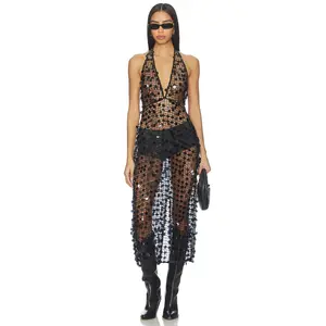 L'Academie by Marianna Drew Maxi Dress in Black