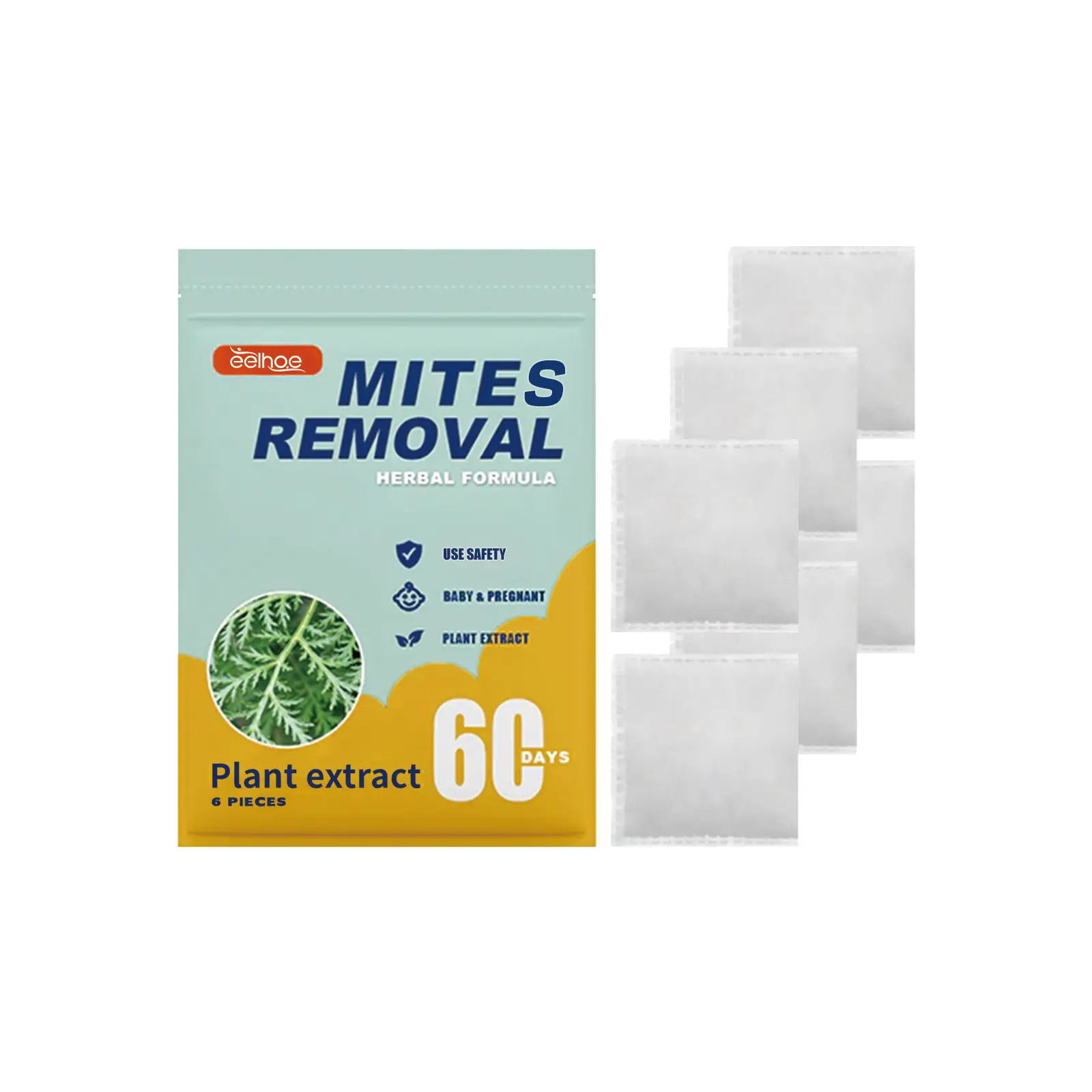 Mites Removal Bags 6 Pack - Natural Herbal Plant Extract Dust Mite Eliminator