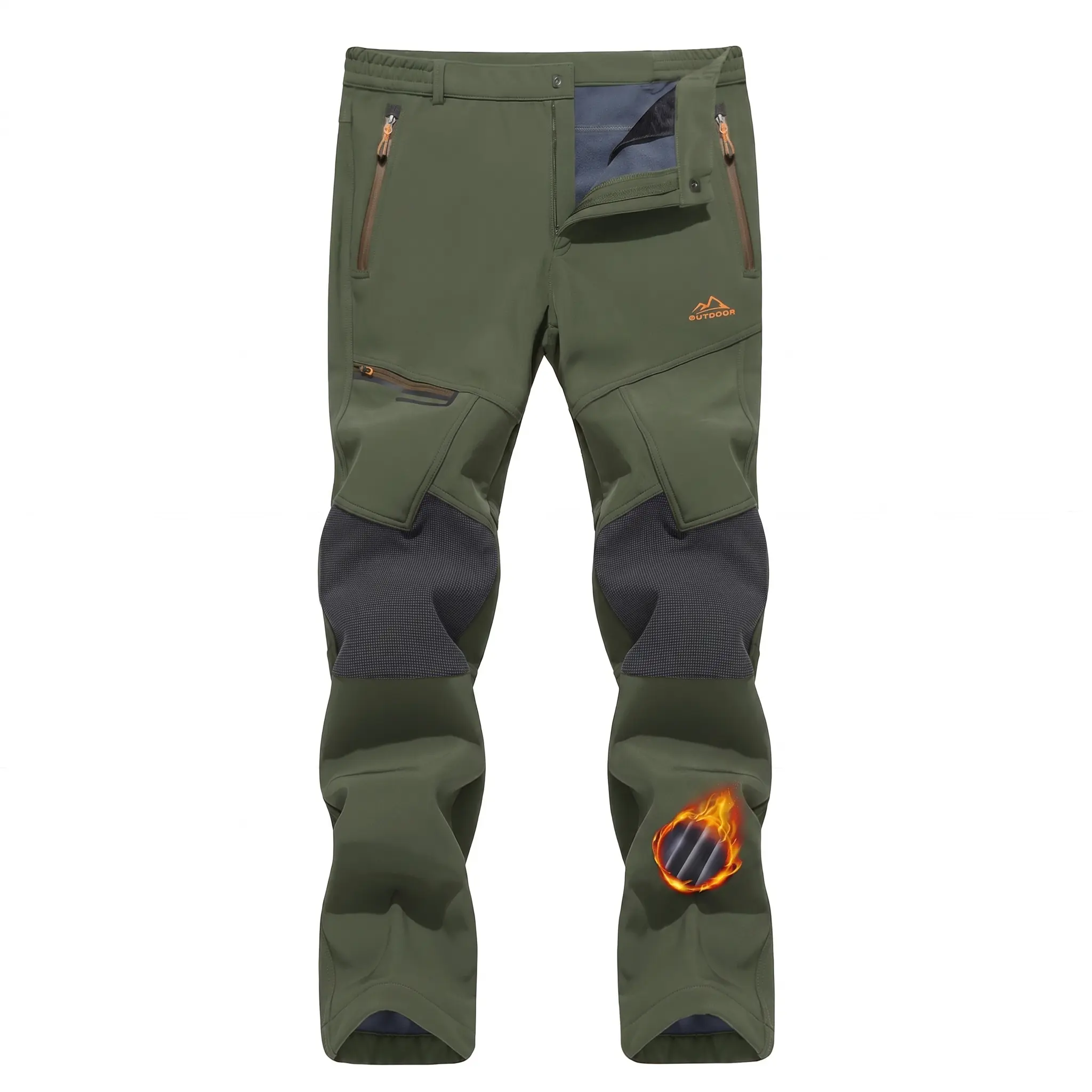 MAGCOMSEN Men's Winter Pants Fleece Lined Ski Snow Pants Water Resistant 4 Zip Pockets Outdoor Pants