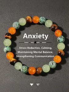Natural Tiger Eye Agate Gemstone Beaded Bracelet, Boho Style Bracelet, Witchy Jewelry, Spiritual Jewelry to Cure Anxiety, Calming, Chakra Aligning, Unisex Chakra Balance Gift with Mystic Energy, Chakra Balancing, Healing Properties, Bohemian Bracelets