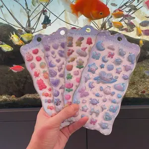 4pcs Stickers 3D Hollow Embossed Gemstone Crystal Stickers, Cute Adhesive Toy Phone Decoration Small Patterns