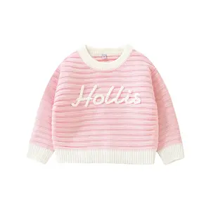 Mimixiong ODM Custom Name Handmade Customize Pattern O-Neck Sweater Coat for Newborns Soft Acrylic Knitted Fabric Comfortable Fit Baby Sweater