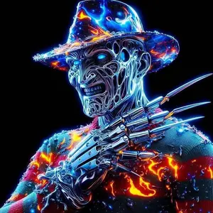 5D DIY Full Drill Round Diamond Painting - Diamond Art Kit Mechanical Horror Man Mosaic, Canvas - DIY Decorative Painting, Home Wall Decor, Suitable for Halloween and Christmas, Birthday and Anniversary Gifts, Handmade Gifts, Neon, Diamond Painting Kits