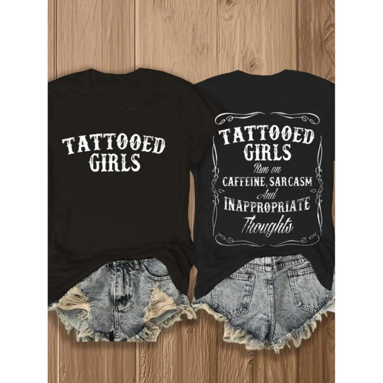 Men's Soft Cotton Short-Sleeve Round-Neck Bold Print Tops, Unisex Casual T-Shirt with Tattooed Sarcasm & Inappropriate Thoughts, Outdoor Wear, Shortsleeve, Style, Flat, Fabric