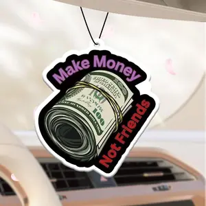Make Money Car Air Freshener Ornament with Aromatic Citrusy Scent, Car Rear-view Mirror Hanging Aromatherapy Tablet Decoration, Car Interior Decoration Accessories