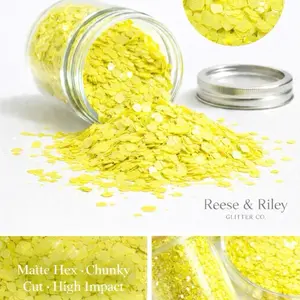 Reese & Riley Co. Limoncello - Premium Electric Yellow Matte Glitter Chunky Mix for Resin Art Tumblers Nails Freshies Slime DIY Crafts Kids Art Projects
