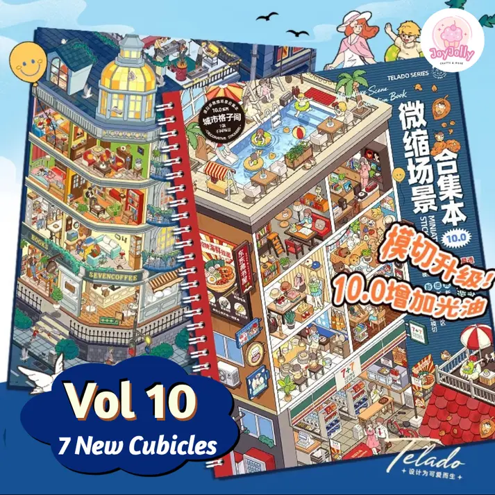 JoyJolly Telado Vol 10 Decal Stickers Book, Urban Cubicles Miniature Collection with 7 New Scenes, DIY Crafts & Gifts for Hobbyists