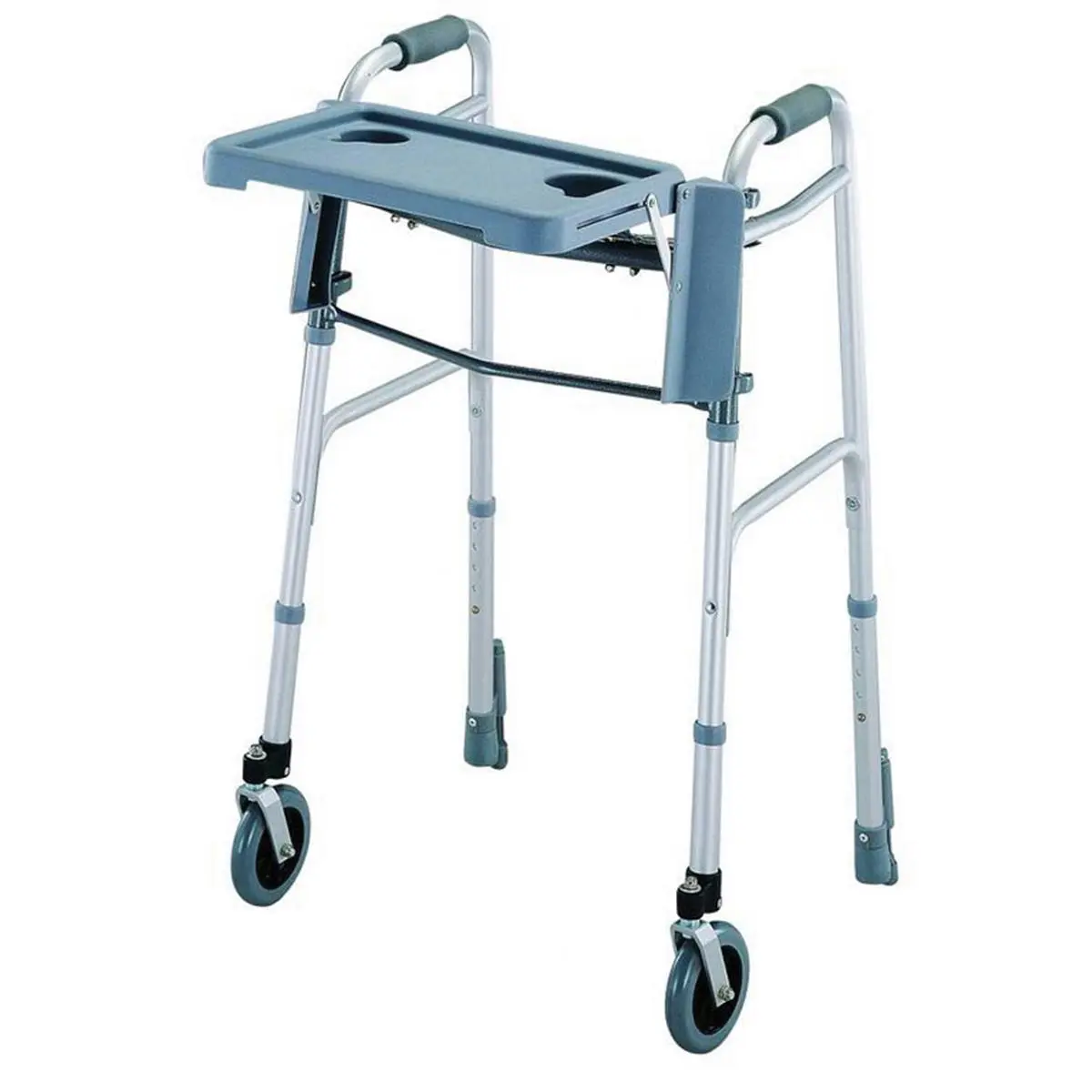 Practical Walker Tray with Cup Holders, 16x12" Durable Plastic Tray, Easy to Clean, Easy to Install, Folds Down, Fits Most Manufacturers' Walkers, Ideal for Carrying Personal Items