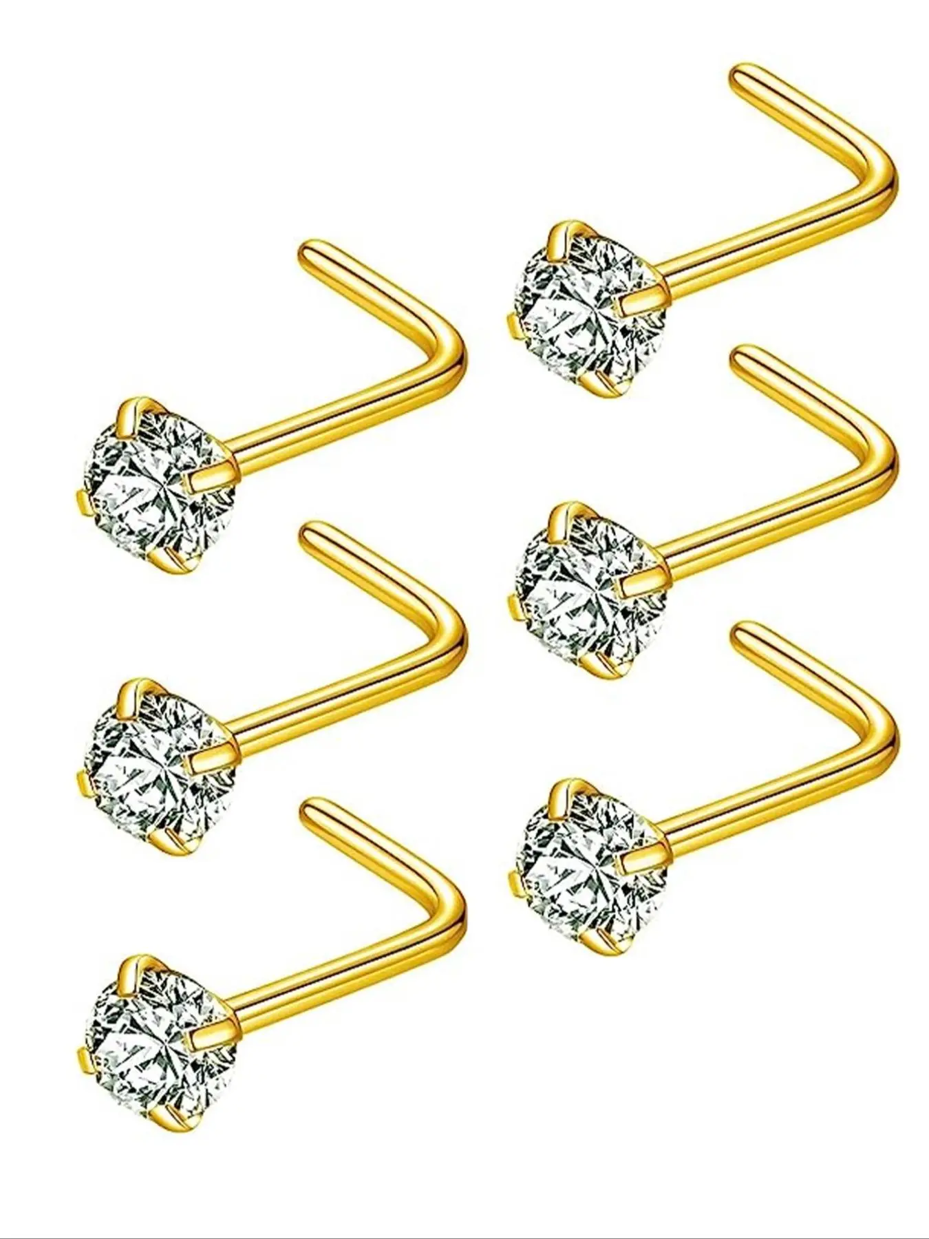 6PCS surgical steel nose stud Nose Rings Studs for female male nostril piercing jewelry Nose Ring Jewelry High Quality Jewelry Piercings Jewelry