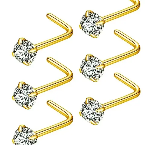 6 Pcs Surgical Steel Nose Studs Set for Men & Women, Nose Piercings, Nostril Piercing Jewelry, High-Quality Accessories