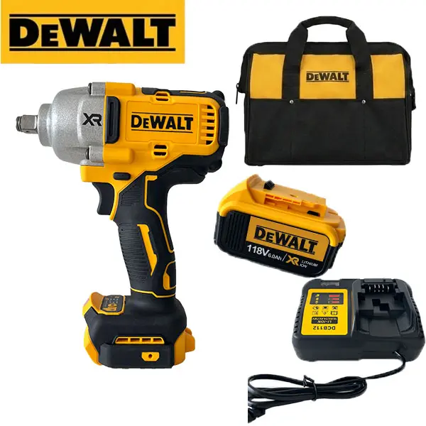 DEWALT DCF900 1/2-Inch High-Torque Impact Wrench Kit for Mechanics, Trailer Service and Construction Work, 1,030 Ft-Lbs Fastening Torque, 1,400 Ft-Lbs Breakaway Torque, Variable Trigger, LED Light, Battery, Charger and Carry Bag