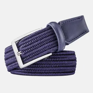 Ghost Golf BEN Blue Braided Belt with Silver Buckle and Blue Leather Tail