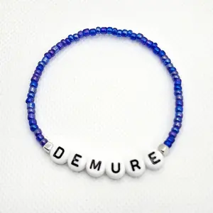Demure Bracelet with Silver Colored Charm - Blu Glass Beads, Gift for Friend, Sister, Bestie