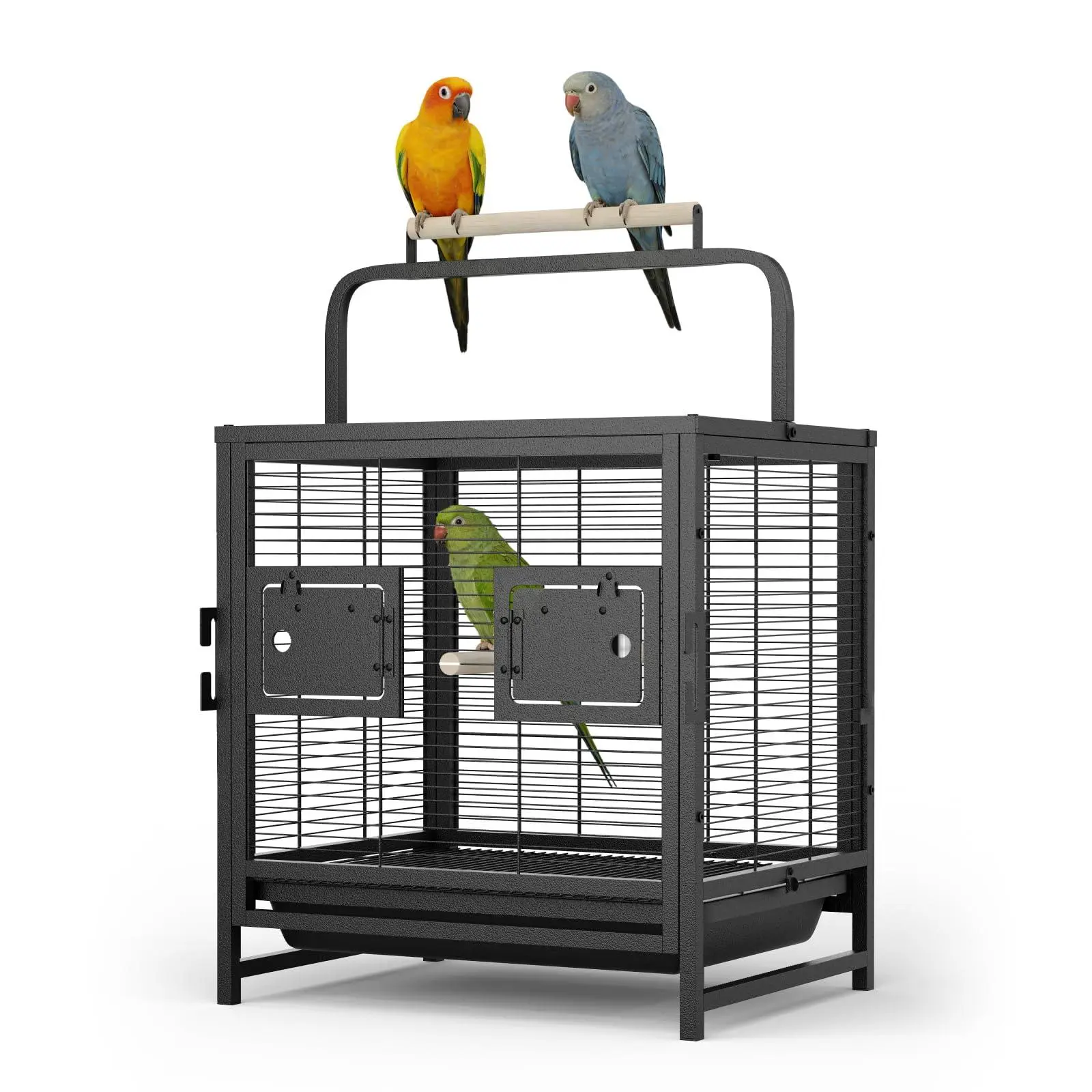 Carbon Steel Travel Cage - 25in H Tool-Free Indoor Furniture, Lightweight Solid Frame Bird Carrier with Top Handle Bag, Thoughtful Design, Quick & Effortless Cleaning for Small Parrots (Vet-Approved for Parakeets)