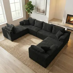 137'' Oversized  Boneless Couch, Cloud Sectional Couch with L-Shape Chaise, Deep Seat Upholstered Couch for Living Room, No Assembly Required