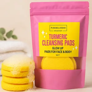 PUREBELLISSIMO Turmeric Cleansing Face Wash Pads 10ct Facial Cleanser Infused for Effective Cleansing & Gentle Use