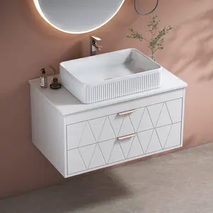 31.5" Contemporary Floating Bathroom Vanity with Ceramic Vessel Sink and Storage Cabinet - Perfect for Small Bathrooms