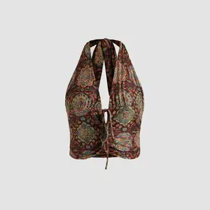 Cider [2 colors, size 0-26] Boho Paisley Halter Tank Top