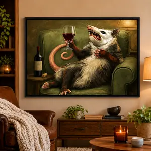 Opossum Funny Poster Canvas Wall Art, Animals Decor, Quirky Wall Decor, Opossum Humor Artwork for Animal Lovers, Funny Gift Idea for Home