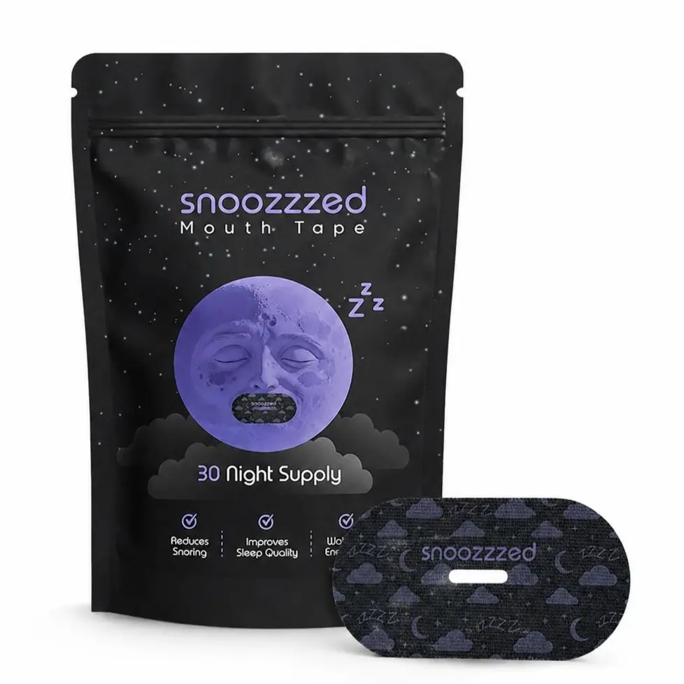 snoozzzed Mouth Tape - 30 Night Supply for Comfortable Sleep, Reduces Snoring, Hypoallergenic Sleep Aid Comfort Nasal Magnetic Clip