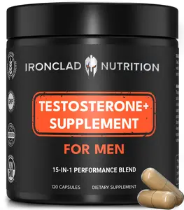 Ironclad Nutrition Supplement for Men - 15-in-1 Complex for Stamina, Vitality, Energy & Strength with Togkat Ali, Ashwaghanda, Tribulus, Shilajit, Fadogia Agrestis- 120 Capsules
