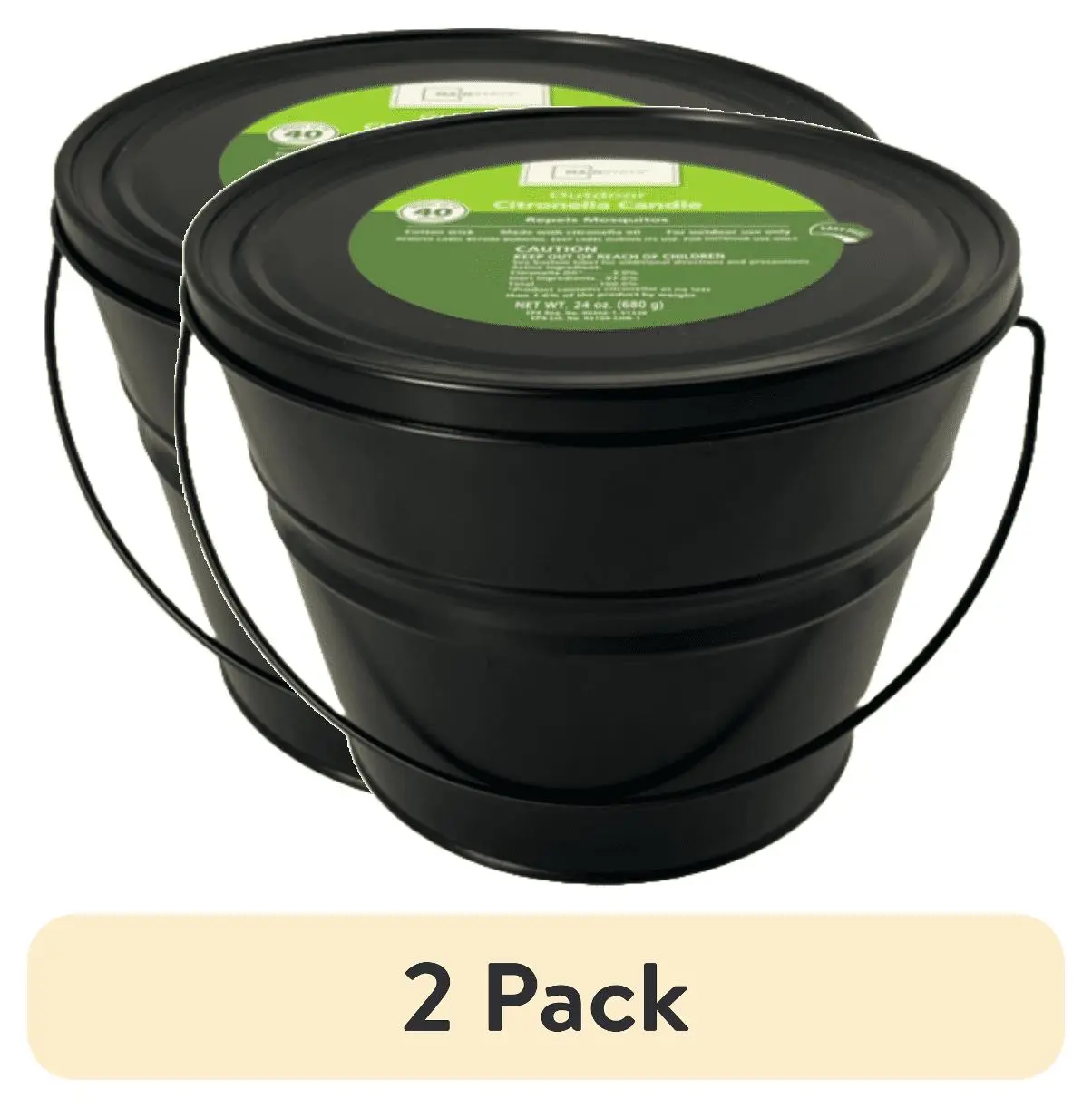 2 Pack Outdoor Citronella Candles, 24 oz Metal Bucket with Triple Wick, Up to 40 Hours Burn Time, Mosquito Repellent Candle for Patio, Yard & Camping