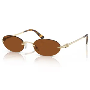 Women’s Rimless Oval Sunglasses - Y2K Vintage Vibes with Textured Metal Temple Accents, Slim Minimalist Silhouette, UV400 Protection Shades Perfect for Street Style, Date Nights and Everyday Fashion Slays