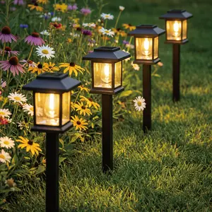 Hoodink 12 Piece Upgraded LED Solar Pathway Light, Waterproof Outdoor Garden Lighting for Driveway, Walkway, Patio and Lawn - Warm White/3000K, IP44, Brown Hard Plastic Finish, Outdoor Lighting | Decorative Pathway Lights |Energy Saving, Mothersdaygifts